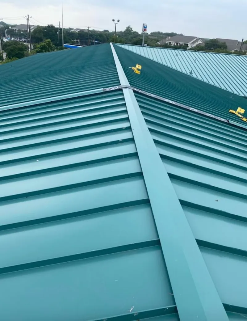 Green commercial metal roof ridge and valley for Metal Roof Repair in Greenbrier
